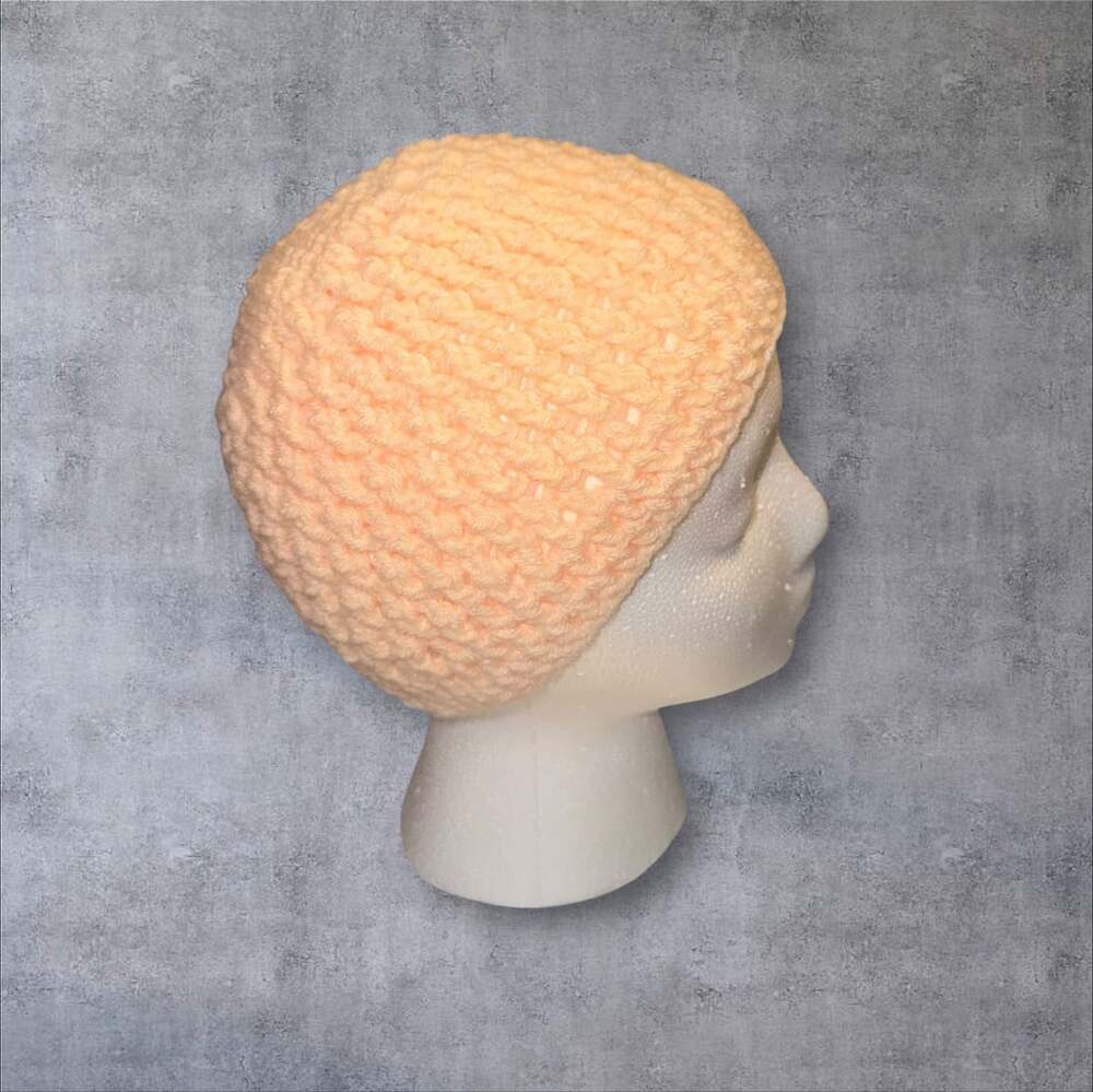 Handmade Crochet Peach Girls Beanie